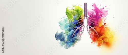 Rainbow anatomy lung, world tuberculosis day, lung cancer concept