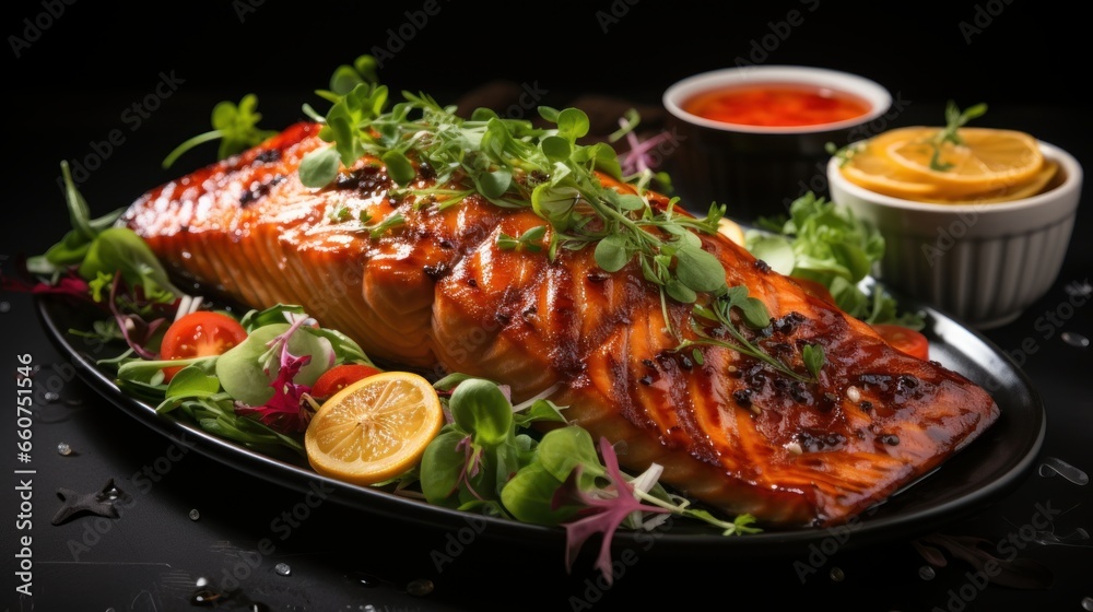 grilled salmon with vegetables
