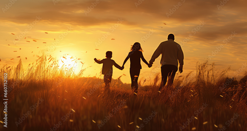 A family enjoying happy time together