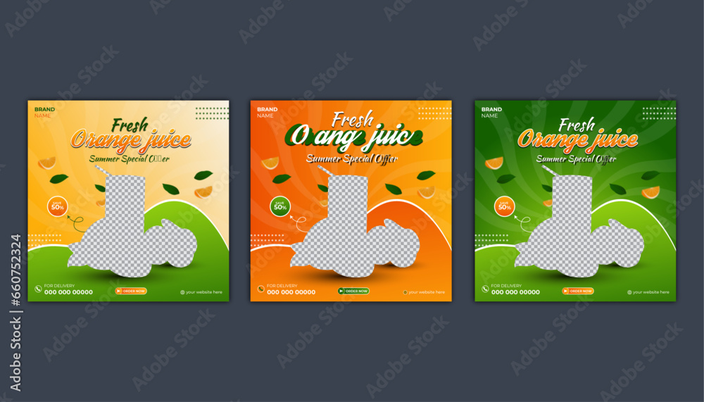 Summer Special Fresh Orange Juice Drink Menu Promotion Social Media Post Banner Template