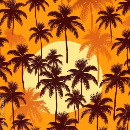  Tropical sunset vector seamless pattern 