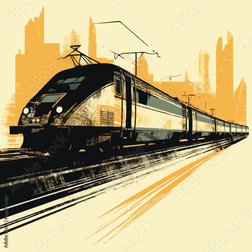 transportation high speed train silhouette. Created using Generative AI Technology