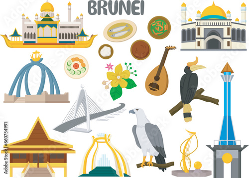 Set of Brunei famous landmarks