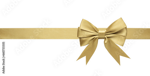 gold bow isolated on white background.