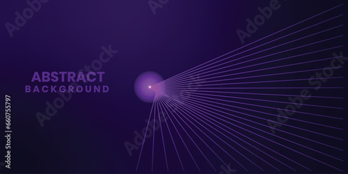 The abstract background is a purple gradient and the curved lines are purple, there is a little light in the middle