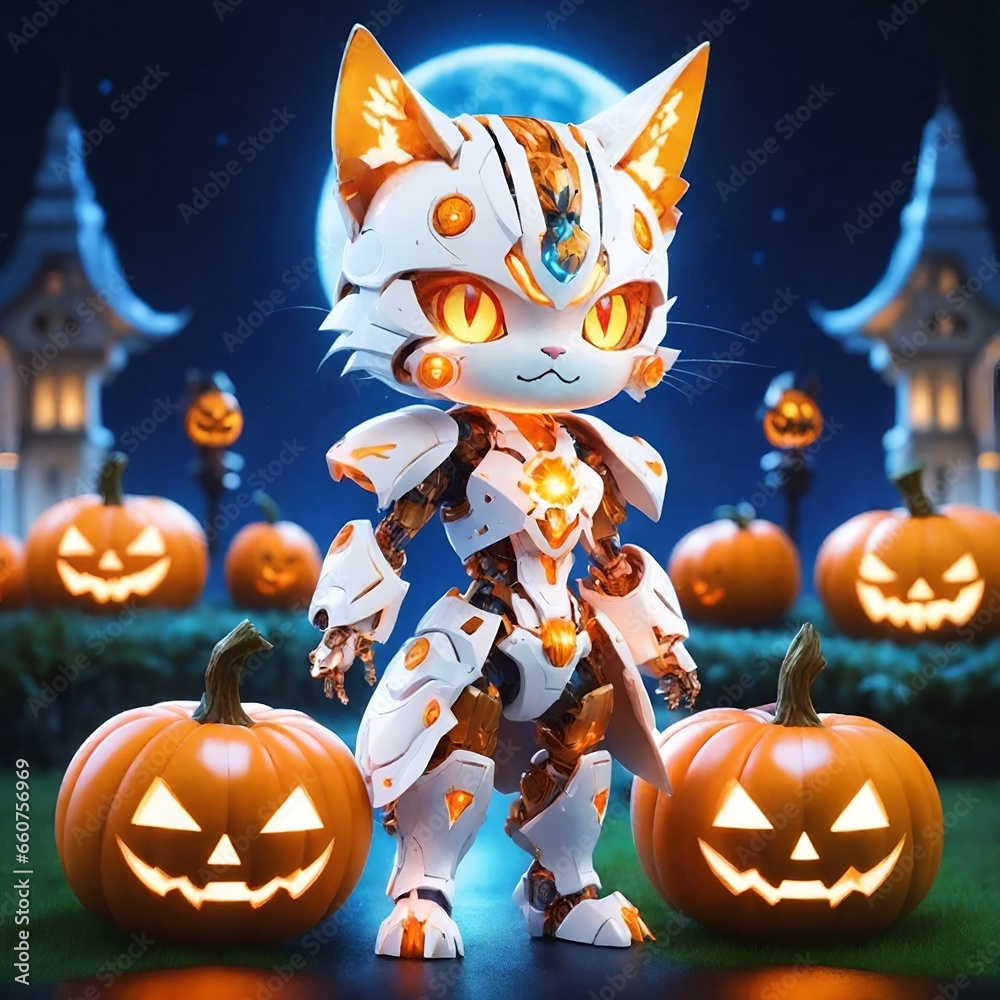 Naklejka premium Robot cat Halloween 19