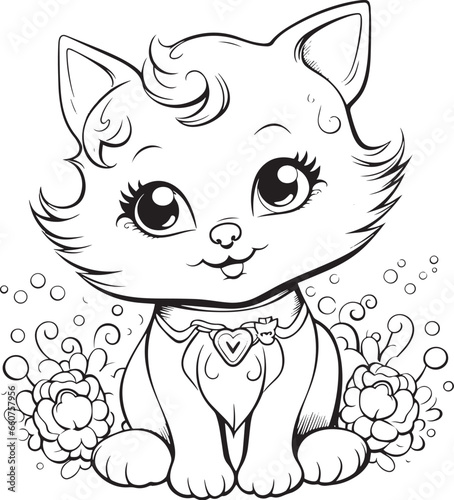 cute cat coloring page