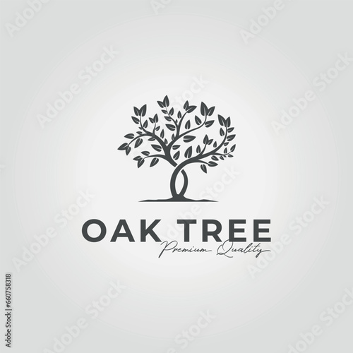 minimalist logo of oak tree, vector design illustration of olive tree, eden, acacia in summer