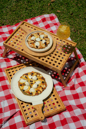 pizza on a wooden table