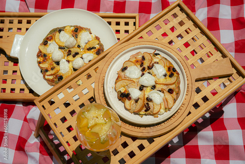 Pizza with sangria in a picnic