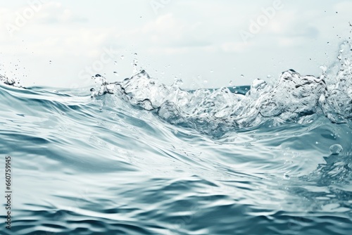 A background image for creative content with waves breaking and white foam. Photorealistic illustration