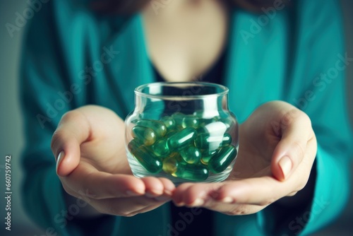 person holding vitamin pills , generative AI