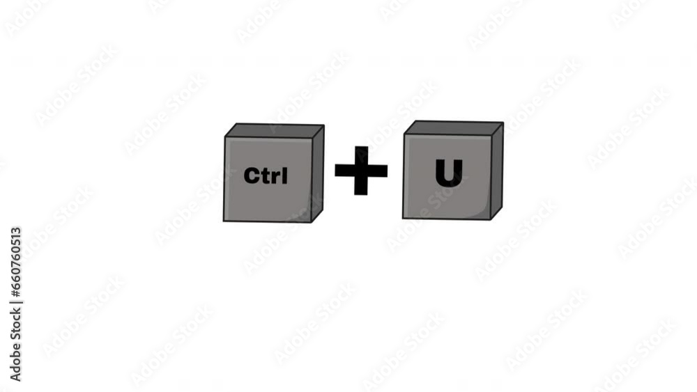 Animation of the CTRL key and U key on the keyboard Stock ビデオ | Adobe Stock