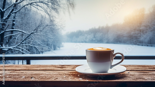 冬の湖畔で飲むコーヒー