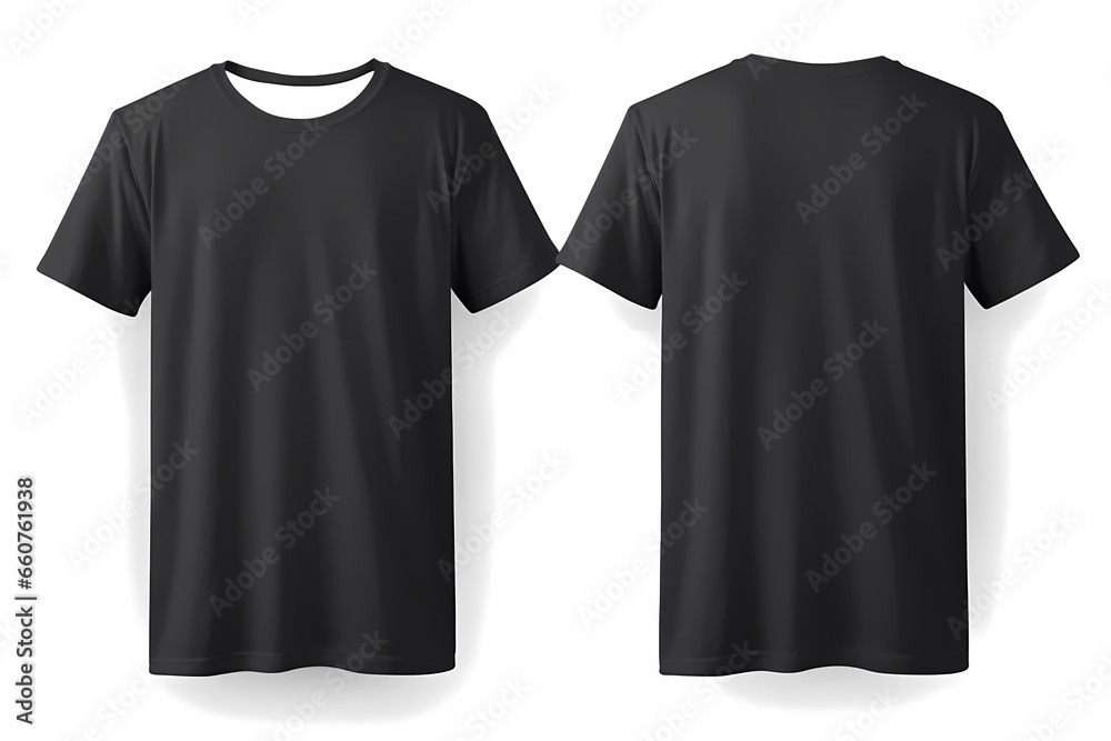 Plain black t-shirt front and back for mockup Plain black t-shirt front and back for mockup
