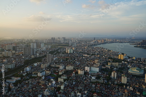 Aerial View of Hanoi City from Top of Hanoi, Rooftop Bar, at Lotte Hotel Hanoi in Vietnam - ベトナム ハノイ 全景