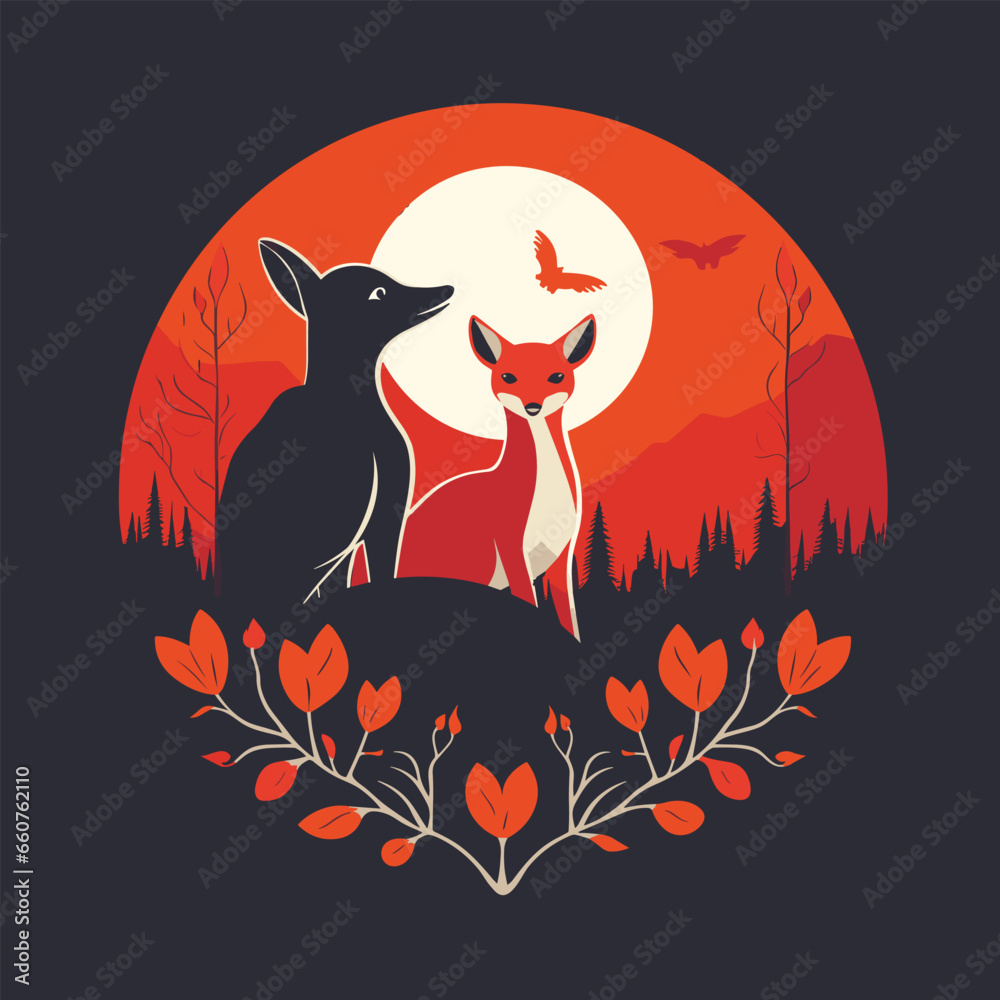 Fox T-shirt design illustration template Fox T-shirt design illustration template