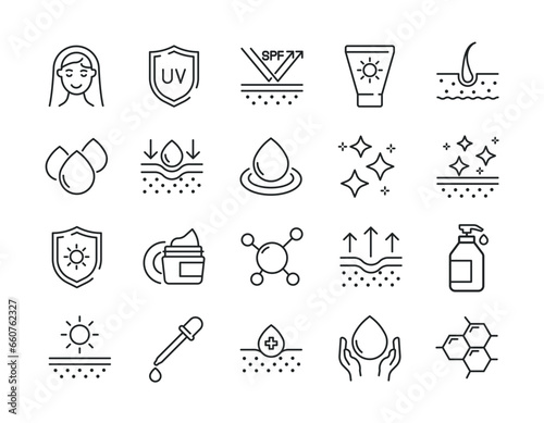 Skin care line icons. Editable stroke. For website marketing design, logo, app, template, ui, etc. Vector illustration.
