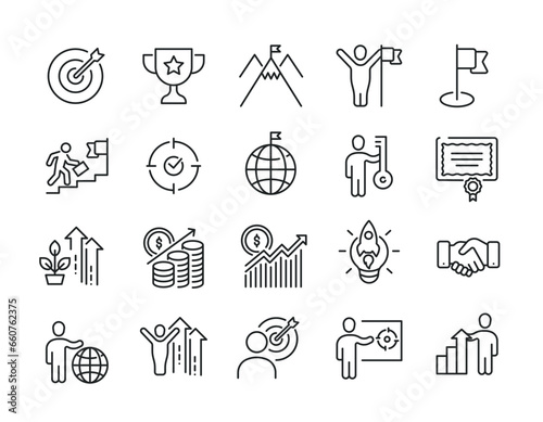 Goals line icons. Editable stroke. For website marketing design, logo, app, template, ui, etc. Vector illustration.