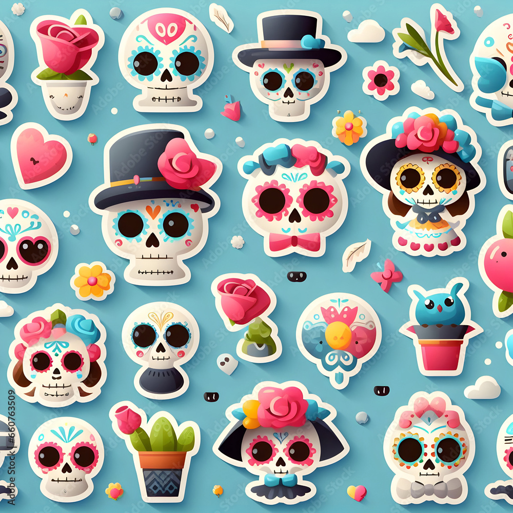 Day of the Dead flat pattern design