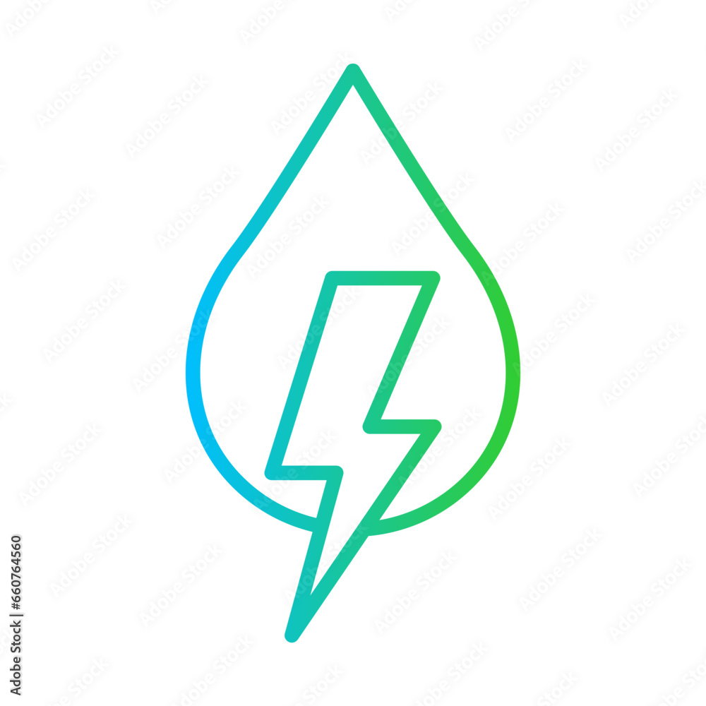Hydro energy green city icon with blue and green gradient outline style. water, electricity, power, hydroelectric, electric, energy, renewable. Vector Illustration Hydro energy green city icon with blue and green gradient outline style. water, electricity, power, hydroelectric, electric, energy, renewable. Vector Illustration