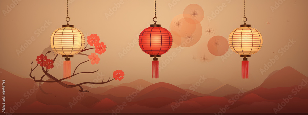  chinese new year background with lanterns