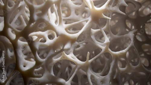 Rapid growth of bone tissue, 3d animation, side camera movement. photo