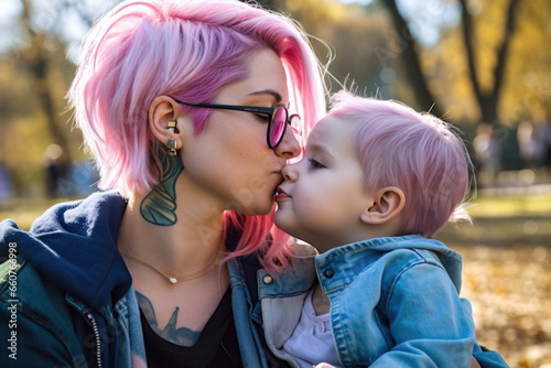 Lesbian Mother at the park - ai generated photo