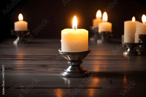 Many burning candles with shallow depth of field. All Saints Day a Christian Holy Day.