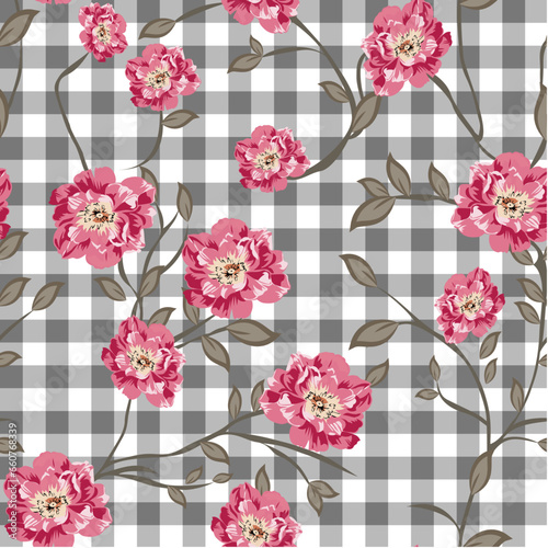 seamless vector flower with cheeks design pattern on background