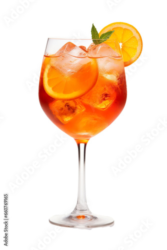 Alcoholic Aperol Spritz Cocktail in glass on a white background PNG