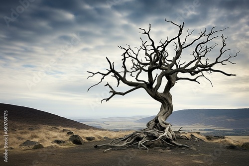 isolated barren tree. Generative AI
