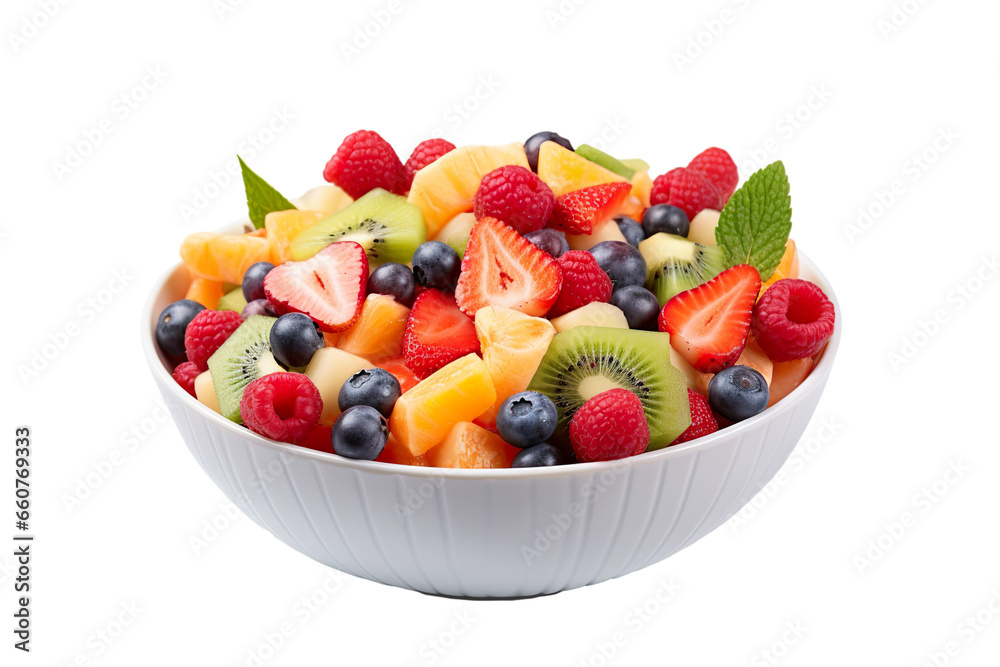 Healthy fresh fruit salad in a bowl on a white background PNG Healthy fresh fruit salad in a bowl on a white background PNG