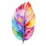 Colorful watercolor feather in boho style. Illustration, rainbow art, clipart for design