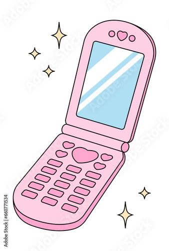 vector illustration of a flip phone on white for banners, cards, flyers, social media wallpapers, etc.