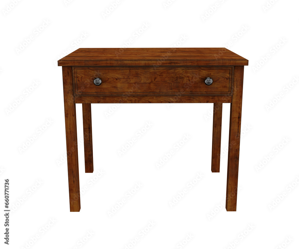 3d rendering old small wooden desk 3d rendering old small wooden desk