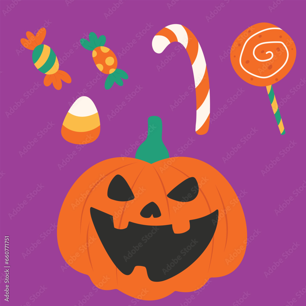 Spooky and cute Halloween decoration objects icon vector art Spooky and cute Halloween decoration objects icon vector art