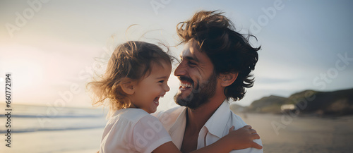 Father and daughter looking lovingly at each other.