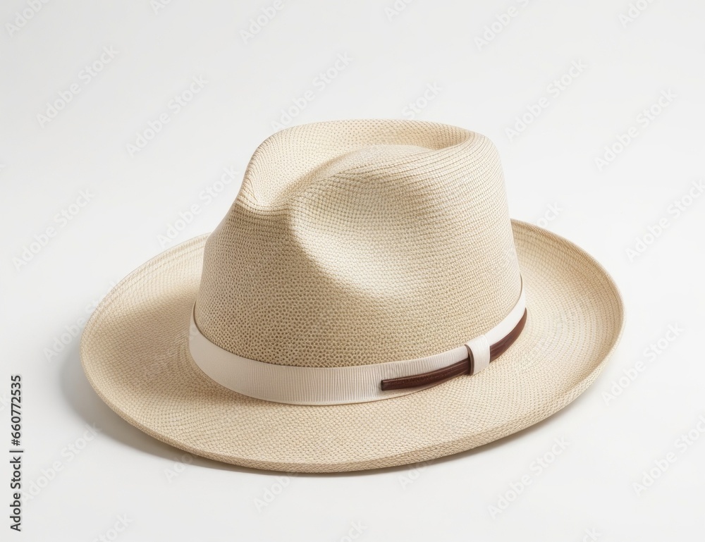 Beige Cowboy Hat on a Clean Plain White Background