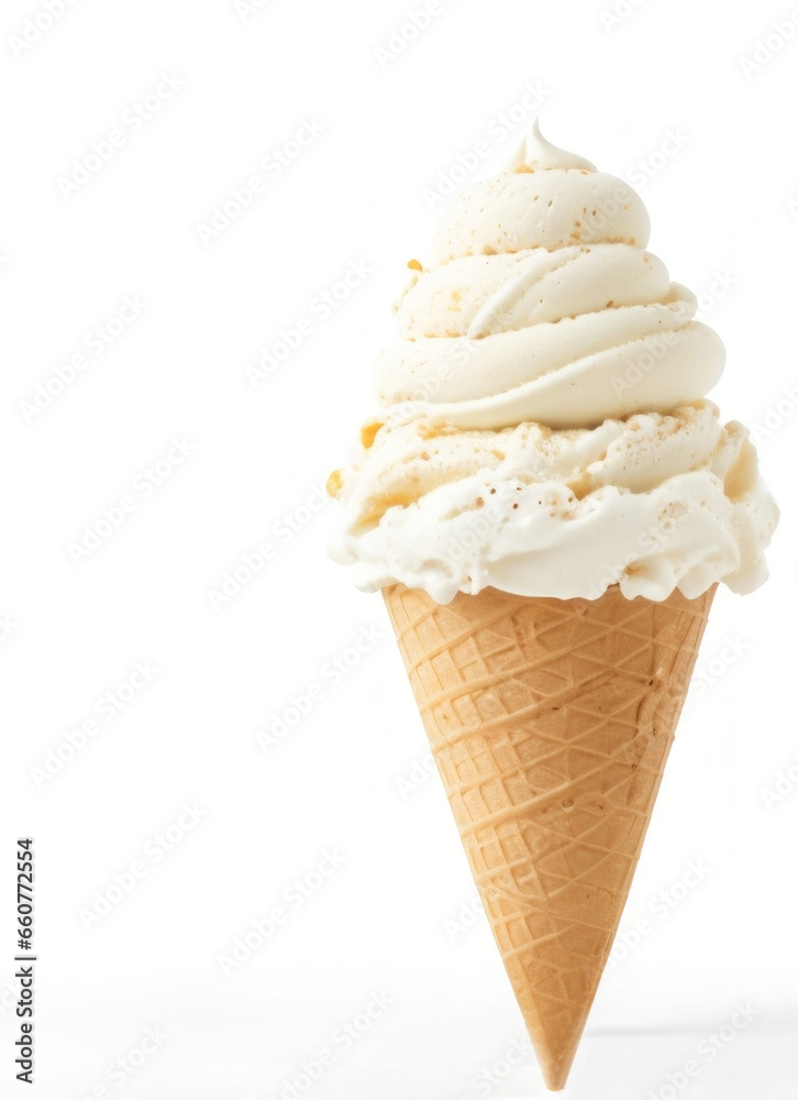 Vanilla Ice Cream Cone on a Clean Plain White Background Vanilla Ice Cream Cone on a Clean Plain White Background