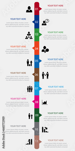 Infographic design template with numbers 11 option for Presentation.infographic template for graphs, chart, workflow layout, cycling diagram, brochure, report, presentation, web design.