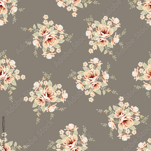 seamless vector flower design pattern on pink background