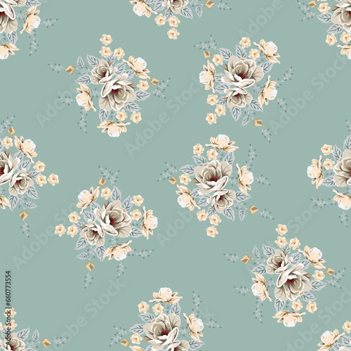 seamless vector flower design pattern on pink background