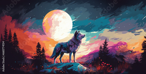 a wolf standing alone on the hill in beautiful wolf howling at night wolf in the night wolf howling at the moon