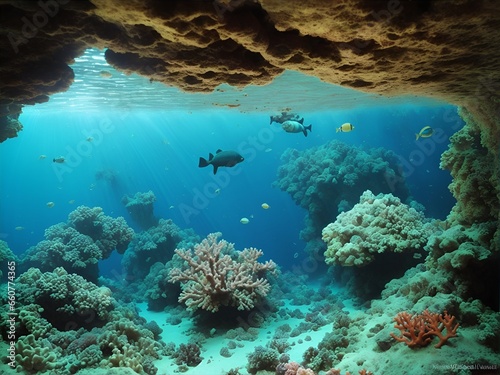 coral reef and diver