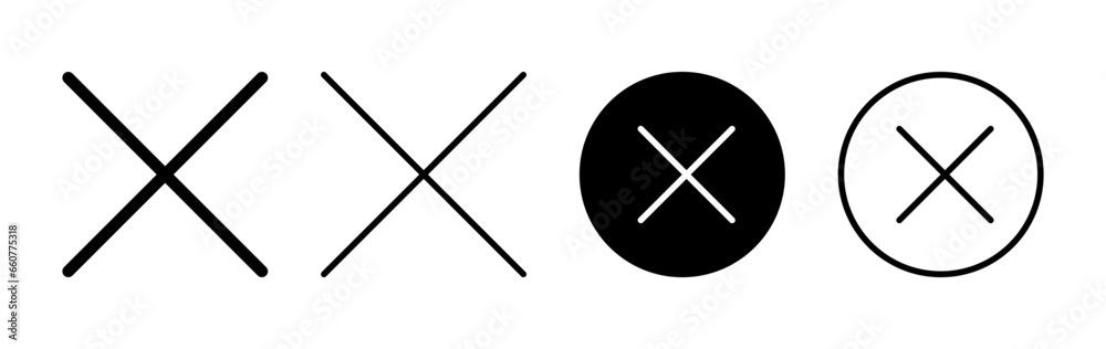 Close vector icon. Delete icon. remove, cancel, exit symbol. Close vector icon. Delete icon. remove, cancel, exit symbol.