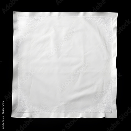 Blank white fabric bag isolated on black background