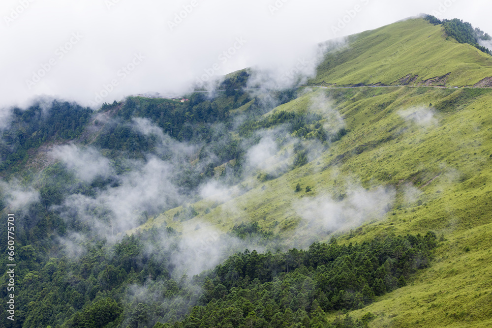 Foggy over the mountain in Hehuanshan