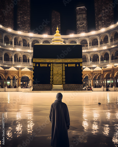 Muslim man praying at makka