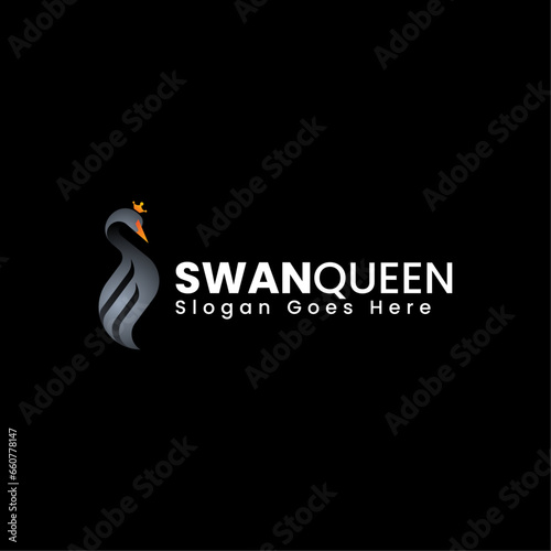 Fototapeta Naklejka Na Ścianę i Meble -  Vector Logo Illustration Swan Queen Gradient Colorful Style